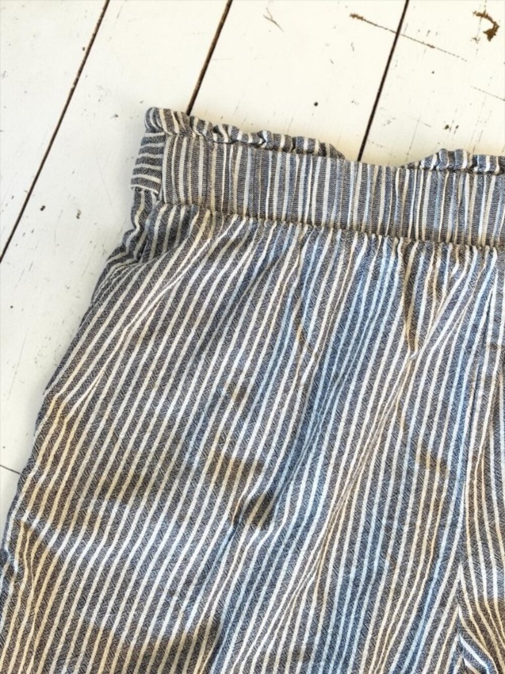 Maurices Striped Paperbag Waist Shorts Blue White Cotton Tie Front Size M - Picture 5 of 8